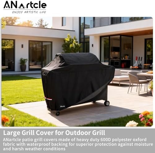 ANartcle Water-Resistant 72 Inch BBQ Grill Cover,600D Heavy Duty Waterproof All Weather Large Grill Cover for Outdoor Grill,Suitable for Weber, Brinkmann and More,72" L x 26" W x 48" H Black - Image 5