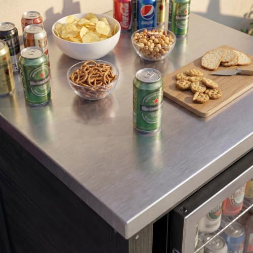 MOUMON Outdoor Kitchen Mini Fridge Cabinet with Stainless Steel Countertop - Image 4