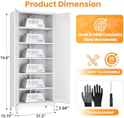 75" Metal Pantry Cabinet,Kitchen Storage Cabinet with Shelves - Image 3