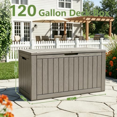 KAMABOKO 120 Gallon Outdoor Storage Box Waterproof Deck Box for Patio - Image 2