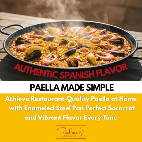 Paelluxe Paella Pan – Enamelled, No-Rust Steel Skillet – Easy-to-Clean Pan for Propane & Gas Burners – Indoor & Outdoor Cooking Cacerola Paellera Sarten – 10 Inch, for 3 Servings - Image 6