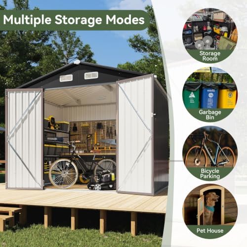Aoxun 8x6 FT Shed Outdoor Storage Shed with Floor Brown - Image 7
