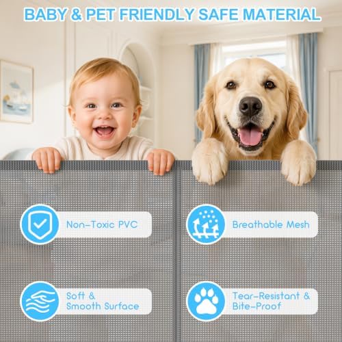 EZIGO 100 Inch Retractable Baby Gates Extra Wide Reinforced Baby Dog Gate - Image 4