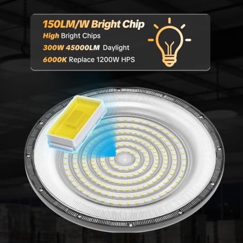 AIKVSXER 24Pack UFO LED High Bay Lights, 300W Shop Lights, 45000LM, 6000K - Image 2