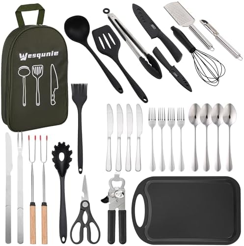 Wesqunie Silicone Cooking Utensils Set, Cookware Set for Outdoor Camping by WesqunieOutdoorAccessories