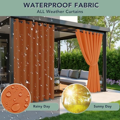 Outdoor Curtains for Patio Waterproof, 6 Drape Panels, Sun Shades - Image 2