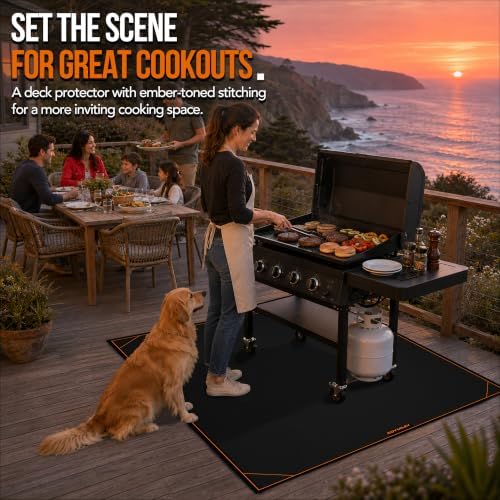 Under Grill Mat for Outdoor Grill, Wind Resistant No-Curl 65x48 in - Image 3