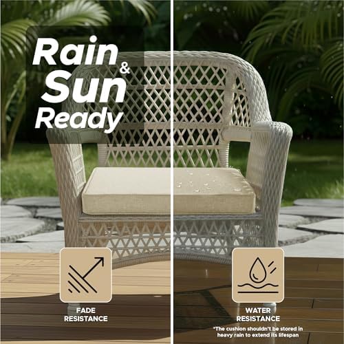 Outdoor Chair Cushions, Set of 6, 18.5 x 16 Inch, Beige - Image 3