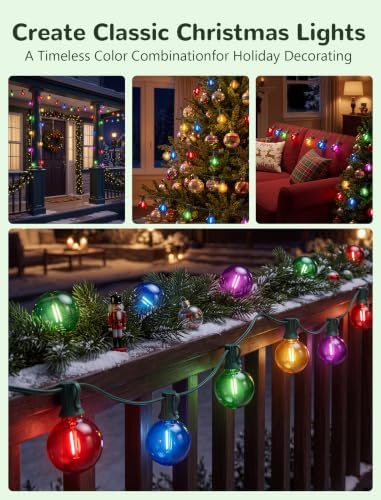 25FT G40 LED Multicolor Outdoor String Lights, 25 Shatterproof Globe Bulbs - Image 4