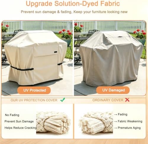 NettyPro Grill Cover Heavy Duty Waterproof 64 inch, Outdoor 2-3 Burners Gas BBQ Cover for Outside Weber, Char-Broil, Brinkmann, Nexgrill Barbecue, Beige - Image 4