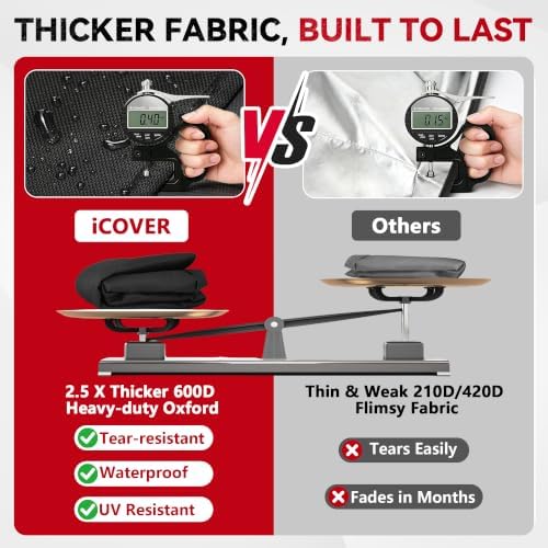 iCOVER 60 Inch Grill Cover, 600D Heavy Duty Waterproof BBQ Grills Covers, UV Resistant & No Fading, for Weber Char Broil Holland Jenn Air Brinkmann Dyna-Glo - Image 3