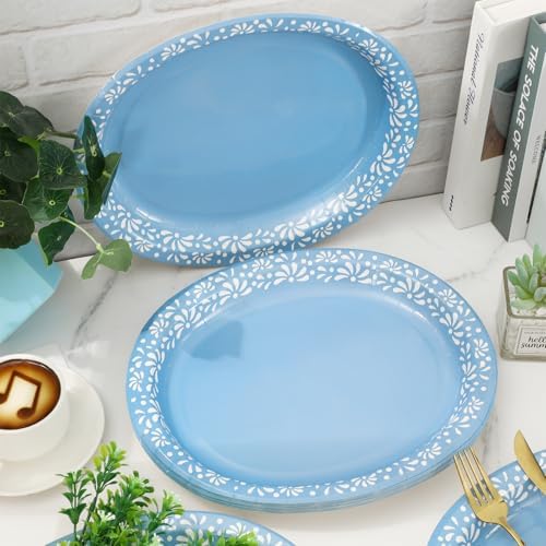 Whaline 50 Pcs Cielito Lindo Paper Plates 12 x 10 Inch Blue Platos De Barro Mexicanos Disposable Dinner Plates Mexico Fiesta Party Supplies for Baby Shower Wedding Decor - Image 5