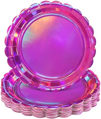 NatNarr 30 Pk Iridescent Pink Plates 9" Halloween Dessert Cake Plates by NatNarr