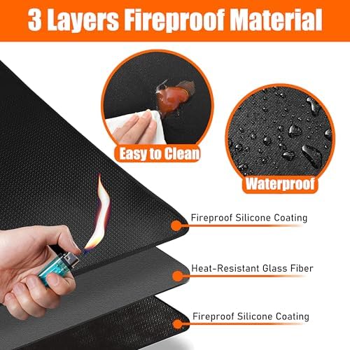 Thicking 24x31in Heat Resistant Grill Mats for Outdoor Grill 17in & 22in Blackstone Griddle to Protect Your Prep Table Grill Mat - Fire Proof & Water Proof & Oil Proof BBQ Mat Air Fryer Mat - Image 6
