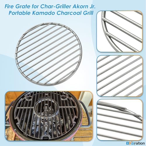 Round Grill Grate & Firegrate for Char Griller Akorn Jr. Portable Kamado Ceramic Grill, Grill Parts for Char-Griller E86714, E6714, Replacement Parts for Chargriller Akorn Jr. Parts 6614 - Image 4