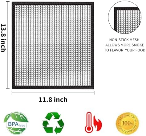 Grill Mesh Mat Set of 3 - Heavy Duty BBQ Non-stick Cooking Sheet Liners Reusable Teflon Barbecue Grilling Net for Outdoor Smoker, Pellet, Gas, Charcoal Grills - 11.8x13.8 (Pack of 2) - Image 2