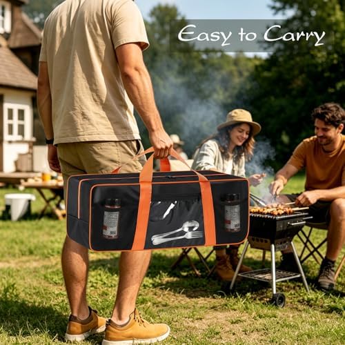 Grill Tool Storage Bag for Outdoor Barbecue, 24 in, Black, Mesh Bag - Image 6