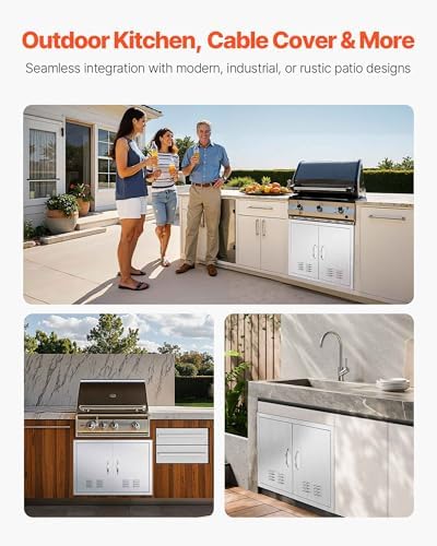 VEVOR Outdoor Kitchen Doors 30W x 21H Inch 304 Stainless Steel Double Doors - Image 5