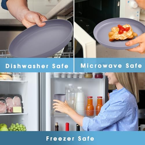 40 Piece Plastic Dinnerware Set for 8 with Cutlery, Unbreakable Plates and Bowls Set, Dishwasher & Microwave Safe Reusable Dish Set for Camping, RV, Outdoor Kitchen, Apartment Dining, Gray - Image 3