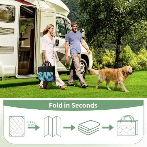 GENIMO Outdoor Rug, Waterproof Plastic Rugs 10'x14' for Camping Blue Green - Image 6