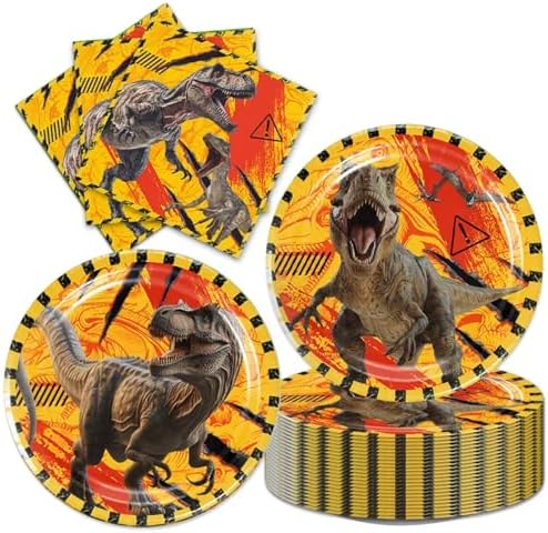 40pcs Dinosaur Birthday Party Decorations Plates and Napkins Dinosaur Party Supplies Favor Tableware Set for Boys Kids Baby Shower by Frypeas
