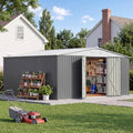 Patiowell 14x12 FT Outdoor Storage Shed, Large Metal Sheds, Gray by Patiowell