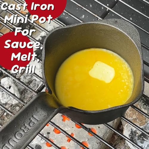 Cast Iron Sauce Pan and Basting Pot with BBQ Mop Brushes - Cast Iron Small Sauce Pots 2 Pcs for Grilling, Melting, Camping Cooking & Stoves - Mini Pot for Butter Melter - Image 3