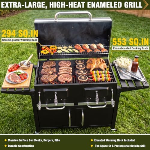 Bestfire 63" Oversized Charcoal Grill with Smoker, Large Outdoor BBQ - Image 3