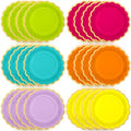 48 Pcs Neon Colorful Paper Plates 9 Inch Scalloped by Tiangrid