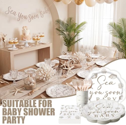 Zubebe 175 Pcs Sea You Soon Baby Shower Party Supplies Tableware Serves 25 - Image 3