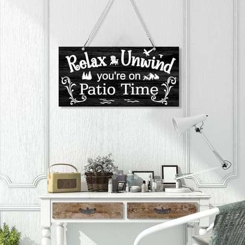 Hotop Metal Patio Sign Vintage Wall Decor for Outdoor, 10 x 5", Black - Image 6