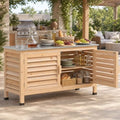 Goplus Patio Storage Cabinet, 2-Door Console Table (Natural) by Goplus