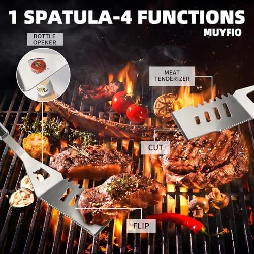 11Pcs Stainless Steel BBQ Grilling Accessories Set, Dad Gifts for Men Christmas Grilling Gifts,Portable Practical Grill Tools Utensils Kit with Storage Bag for Outdoor Grill Camping Backyard - Image 2