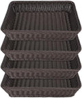 Poly Wicker Baskets 4 Pack 16 inch Coffee Large Wicker Baskets Storage – Rustic, Durable & Easy-Cleaning Bread Baskets, for Home, Restaurant & Hotel Use by Geytetqi