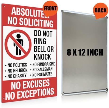 BEASTZHENG No Soliciting Metal Tin Sign for Home Tin Metal Wall Decor Do Not Ring Bell or Knock - Solicitation Sign for Front Door, House, Yard, Fence - Image 2