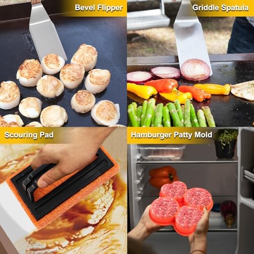 ROMANTICIST 119PC Professional Griddle Accessories Kit - Heavy Duty Stainless Steel Grill Spatula Set for Grill Griddle Hibachi Flat Top Outdoor Cooking - Great Grill Gift on Birthday Wedding - Image 5