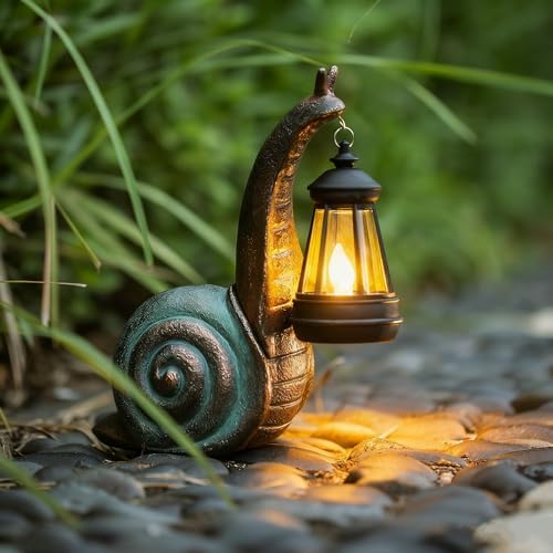 Solar Garden Snail Statue,Lawn Decor Statue for Patio, Balcony, Yard Ornament - Mothers Day Gifts for Mom Grandma Women by QZJDDZSW