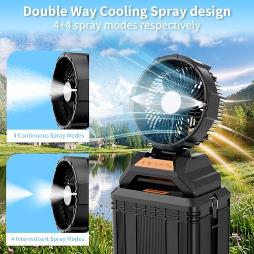 WESTTREE 30L Portable Misting Fan, 4-in-1 Mist Portable Rechargeable Battery Spray Fan with 90° Auto-Oscillating,8 Level Spray Mode & 4 Speed Wind,Timer Cooling Mist Fan for Patio,Garden & Outdoor T32 - Image 4