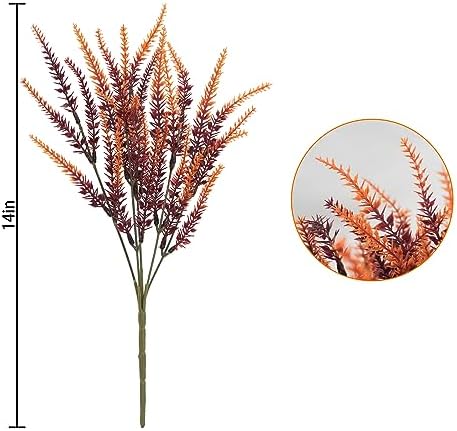 20 Bundles Artificial Lavender Flowers for Outdoors - UV Resistant Faux Fall Flowers, Fake Plastic Shrubs Plants for Home Garden Porch Autumn Decor - Image 6