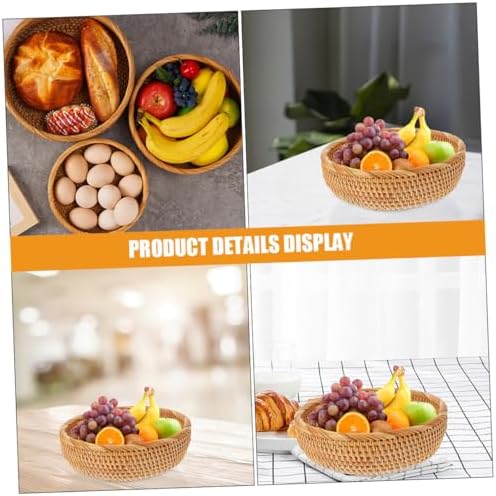 Rattan Woven round Basket, Vintage Storage Organizer - Image 3