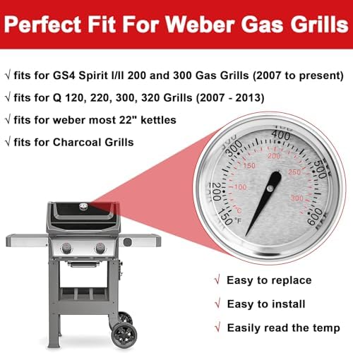 DELSbbq 60540 Grill Thermometer for Weber Spirit II/I, Q Series, 22" Kettle - Image 6