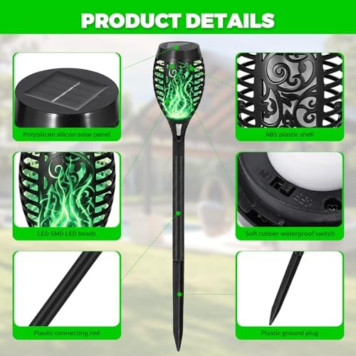 8 Pack Solar Pathway Lights Outdoor, Solar Torches Lights Halloween Decor - Image 4
