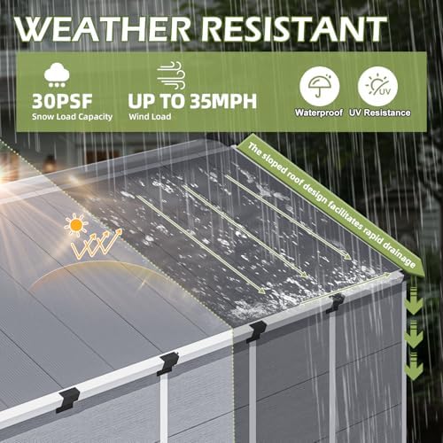8 x 12 FT Plastic Outdoor Storage Shed with Floor, Resin Garden Shed - Image 4