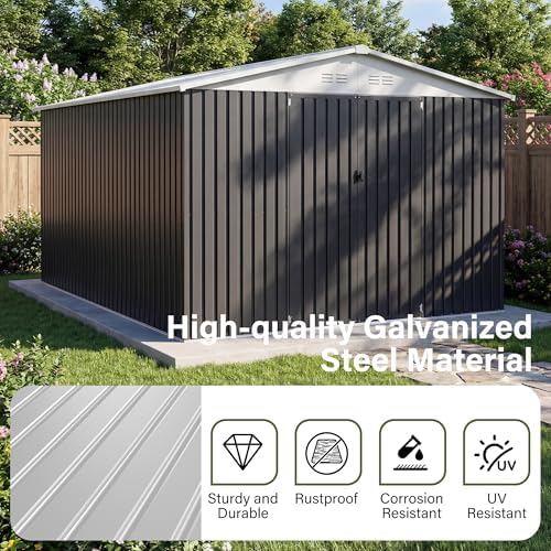 Polar Aurora 10x16 Outdoor Storage Metal Shed with Updated Frame Structure - Image 3