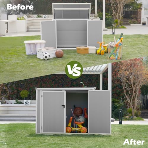 Amopatio 41 Cu Ft Outdoor Storage Shed, Grey & White - Image 5