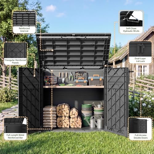Bifanuo 51 Cu Ft Resin Outdoor Storage Shed, Horizontal Storage Cabinet - Image 5