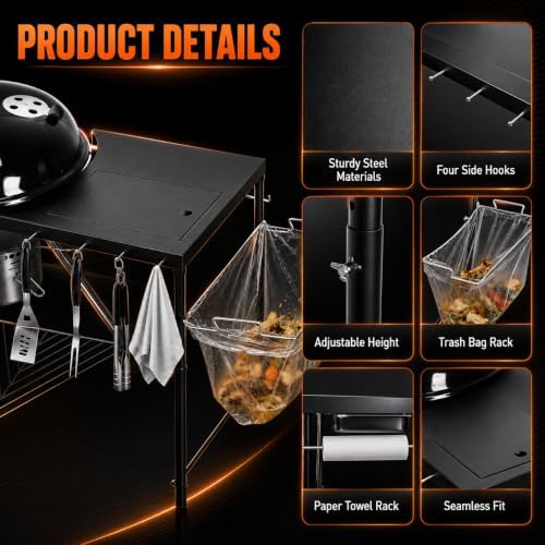 QuliMetal Upgraded Grill Side Table for Weber Kettle Grills 22/18/26 Inch - Image 4