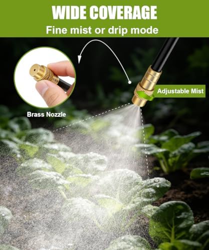 32FT 5/16" Misting Irrigation System for Garden with 10 Adjustable Nozzles - Image 3