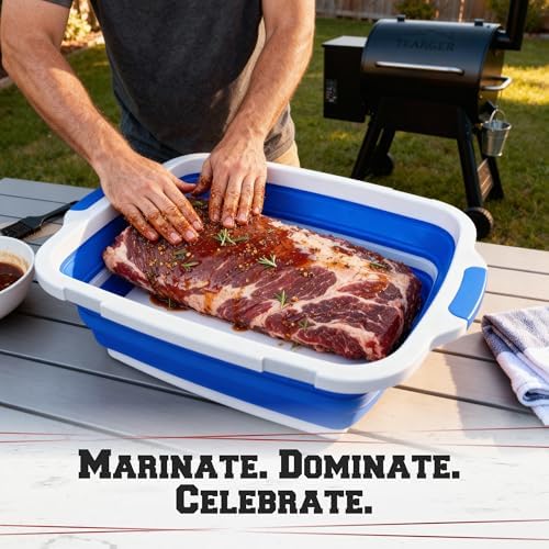 KITCHEN PERFECTION Collapsible XL Smoker & BBQ Prep Tub with Locking Lid - Image 4