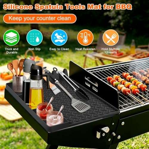 Silicone Grill Mats for Blackstone 16 Inch Griddle Accessories Baking Cooking Kitchen BBQ Must Haves Countertop Weber Traeger Stove Outdoor Camping Lawn Father Dad Chef Men Gifts (Black) - Image 7